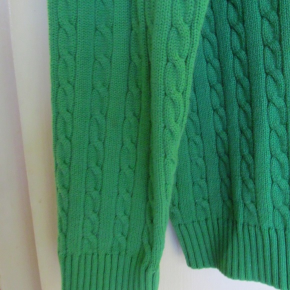 Polo Ralph Lauren Zip Up Sweater Cable Knit Green - Picture 3 of 8